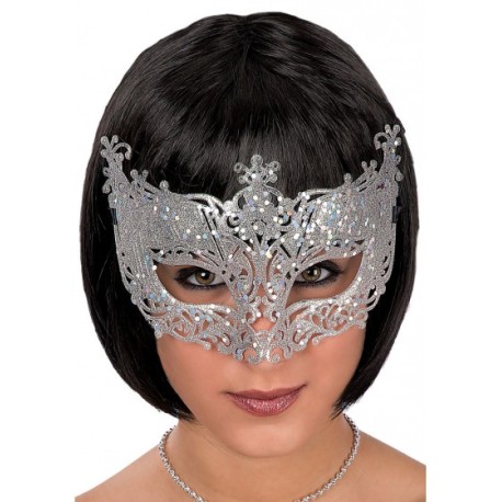 MASCHERA C/GLITTER ARGENTO