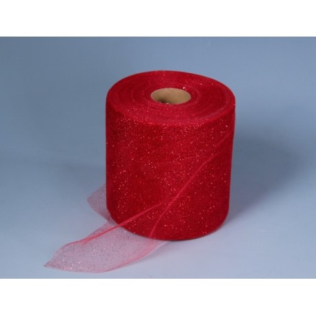 TULLE GLITTER RED CM.12,5X100MT