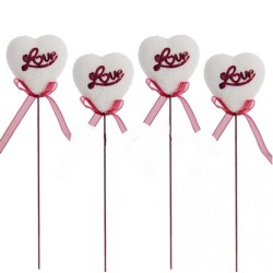 Pick Cuore Bianco Scritta Love Cm.5 Pz.6