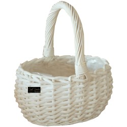 CESTO VIMINI OVALE BIANCO C/MANICO
