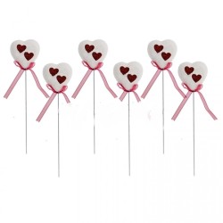 Pick Cuore Bianco C/cuoricini Cm.5 Pz.6