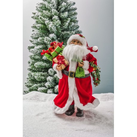 Babbo Natale 40 Cm.Babbo Natale Con Sacco E Coroncina Cm 40