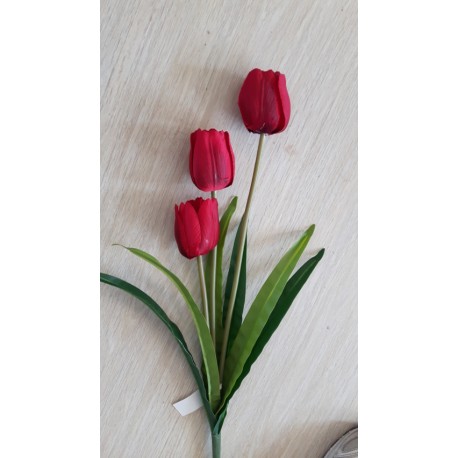 TULIP SPRAY X 3 50 CM - RED SAME