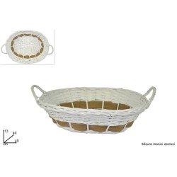 CESTA OVALE 49X40CM C/BORDINO JUTA BIANCO