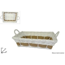 CESTA RETTANGOLARE 45X34CM C/BORDINO JUTA BIANCO