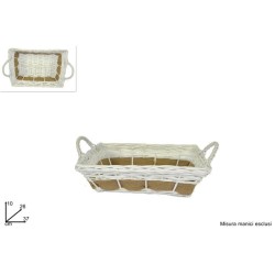 CESTA RETTANGOLARE 37X26CM C/BORDINO JUTA BIANCO