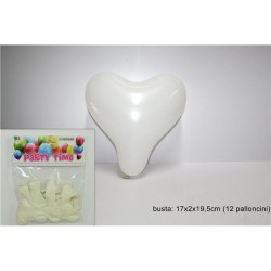 Busta Palloncini 12pz Cuore Bianco Medio