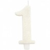 Candelina Glitter N 1 Cm 9.5 Bianca