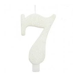 Candelina Glitter N 7 Cm 9.5 Bianca