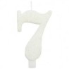 Candelina Glitter N 7 Cm 9.5 Bianca