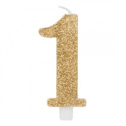 Candelina Glitter N 1 Cm 9.5 Oro