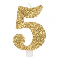 Candelina Glitter N 5 Cm 9.5 Oro