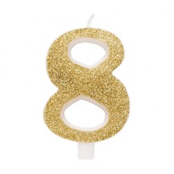 Candelina Glitter N 8 Cm 9.5 Oro