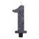 CANDELINA GLITTER N 1 CM 9.5 NERA