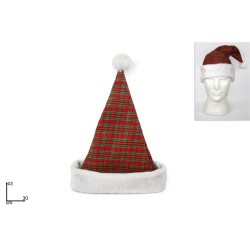 Cappello Babbo Natale Fantasia Scozzese C/pellicci