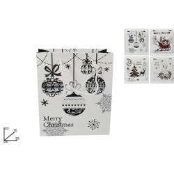 BUSTA XMAS STAMPA SILVER A FUOCO 33X25X10CM