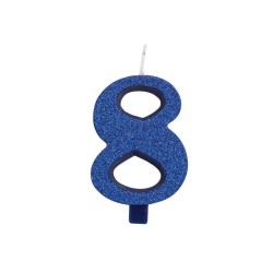 CANDELINA GLITTER N 8 CM 9.5 BLU