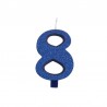 Candelina Glitter N 8 Cm 9.5 Blu