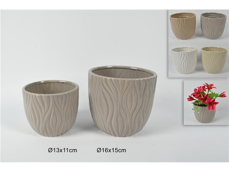 Decorazioni Per Interni Fioriere In Porcellana Decorativa Con Struttura A Rilievo Casajame 2 X Portafiori Da Interno Ed Esterno Vasi Ceramica Da Tavola Per Piante Terracotta Beige Blu Altezza 14cm O 11cm