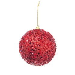 SFERA PLASTICA GLITTERATA RED DM 10