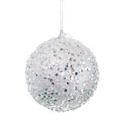 SFERA PLASTICA GLITTERATA SILVER DM 10
