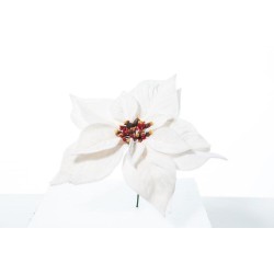 Pick Poinsettia Deluxe Velvet White