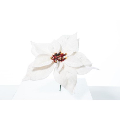 PICK POINSETTIA DELUXE VELVET WHITE