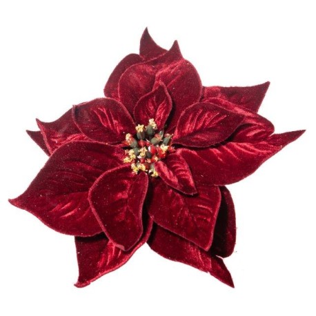 PICK POINSETTIA DELUXE VELVET BURGANDY