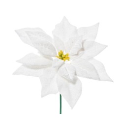 Pick Poinsettia Deluxe White Cm.19