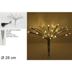 Fiore Luminoso 40 Led 20 Rami Cm.24 Bianco Caldo