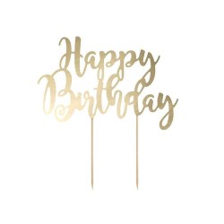 Cake Topper Happy Birthday Gold  Cm20.5xh23cm