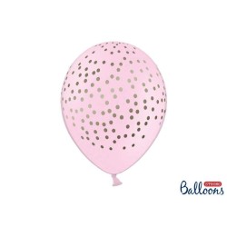 Palloncino 12" Rosa Confetti Oro 6pz