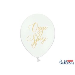 Pallon. 12" Bianco "oggi Sposi" Scritta Grigia 6pz