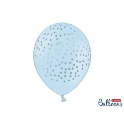 Palloncino 12" Celeste Confetti Silver 6pz