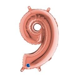 PALLONCINO MYLAR  N° 9 ROSA GOLD 35 CM