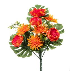 Frontale Crisantemi E Peonie X 8 Orange