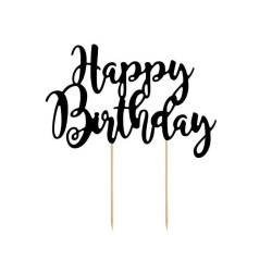 CAKE TOPPER HAPPY BIRTHDAY BLACK  CM20.5XH23CM