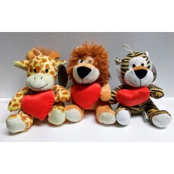 Peluche 3 Animali Assortiti 20 Cm Con Cuore