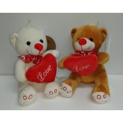 Peluche Orso 20 Cm Con Cuore "love" Pz 2 Ass