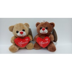 PELUCHE ORSETTO CON CUORE AMORE 12 CM 2 PZ ASS.