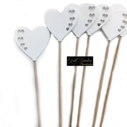 Pick Cuore Bianco Con Cuori Intarsati 7x7 12pz