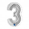 Palloncino Mylar 7" Numero 3 Silver