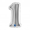 Palloncino Mylar 7" Numero 1 Silver