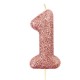 CANDELINA GLITTER N.1 CM9.5 ROSE GOLD