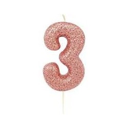 Candelina Glitter N.3 Cm9.5 Rose Gold