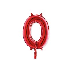 PALLONCINO 14 MYLAR NUMERO 0 ROSSO