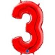 PALLONCINO 14 MYLAR NUMERO 3 ROSSO