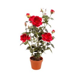 Pianta Rosa Con Vaso Cm.82 Red