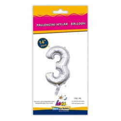 Mylar Argento N.3 14"-35cm Con Valvola