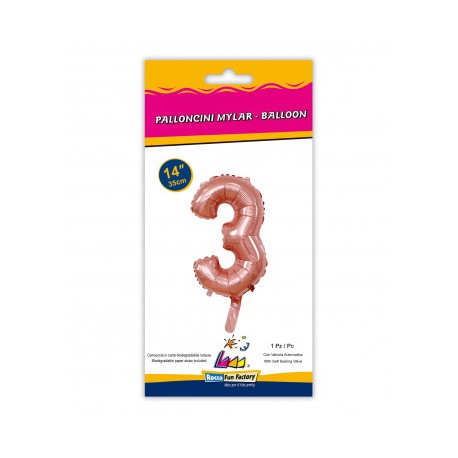 MYLAR ROSA GOLD  N.3  14-35CM CON VALVOLA